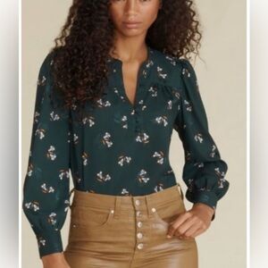 VERONICA BEARD Abbie Floral Blouse. Women’s size 2. Emerald